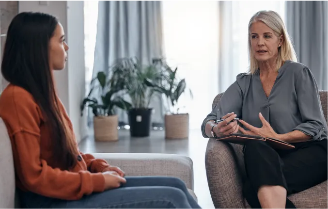 therapy session between two women at Evolve Counseling in Fort Collins