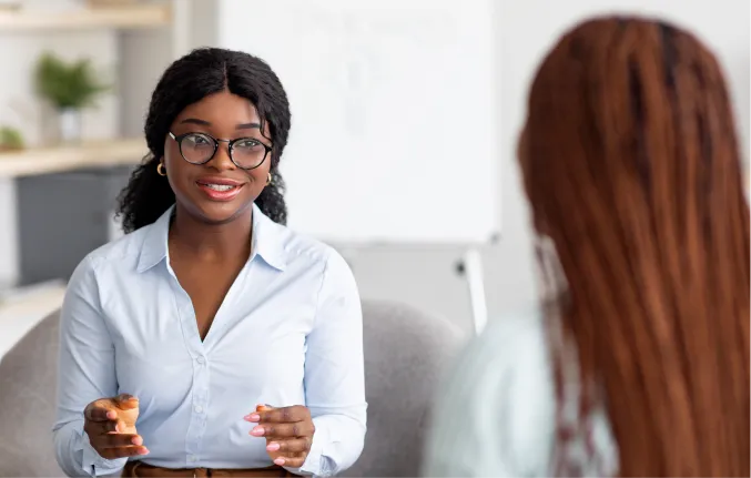 therapy session between two women at Evolve Counseling in Fort Collins