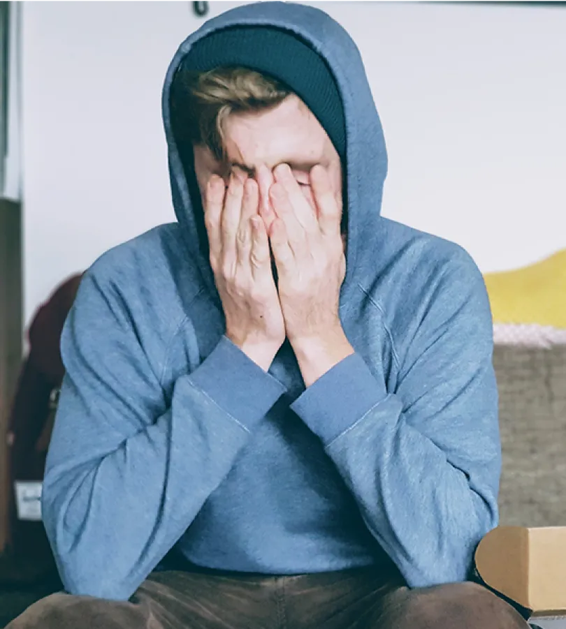 young man looking anxious