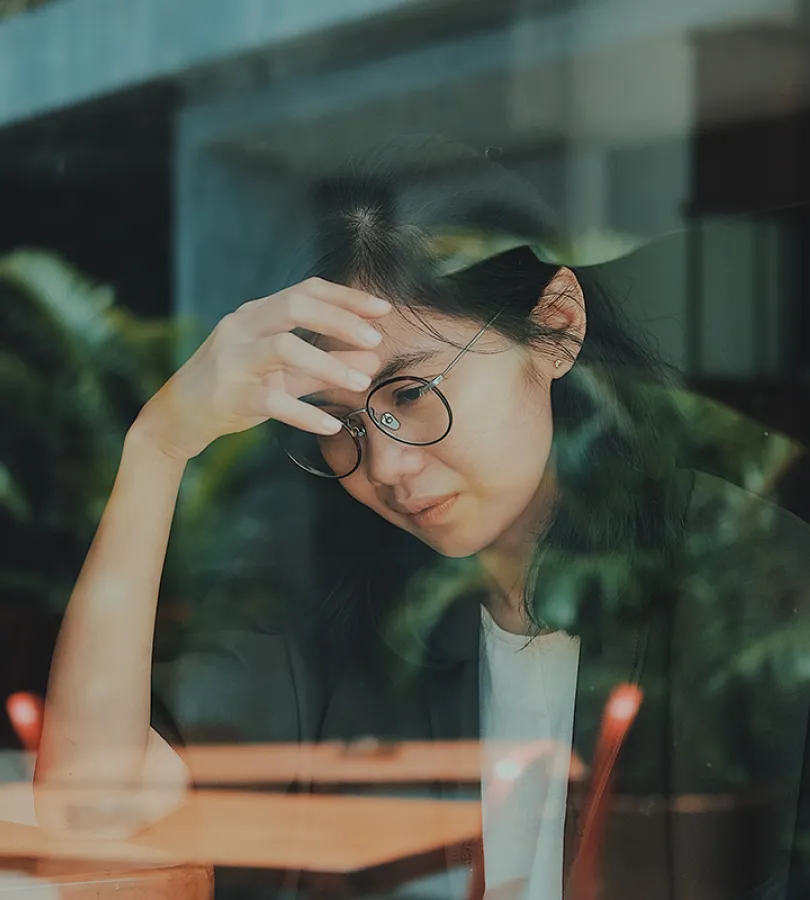 young woman looking depressed